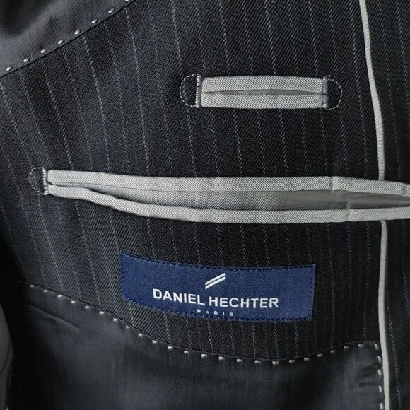 Daniel Hechter Paris 42R Wool 2 Button Charcoal Pinstripe 2pc Suit 34x26.5 FF - Picture 7 of 16